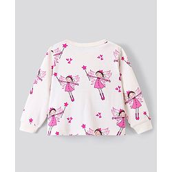 Bonfino 100% Cotton Full Sleeves Night Suit Fairy Print Pack of 3 - Pink & Ivory