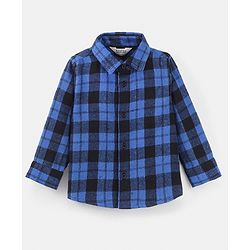Bonfino Cotton Blend Full Sleeves Checked Shirt-Blue