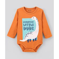 Bonfino Cotton Full Sleeves Onesies With Dino Print Pack Of 3 - Blue White & Orange