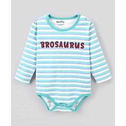 Bonfino Cotton Full Sleeves Onesies With Dino Print Pack Of 3 - Blue White & Orange