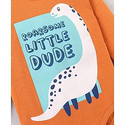 Bonfino Cotton Full Sleeves Onesies With Dino Print Pack Of 3 - Blue White & Orange