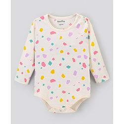 Bonfino 100% Cotton Knit Full Sleeves Solid Colour & Butterfly Printed Onesies Pack of 3 - Ivory & Lilac