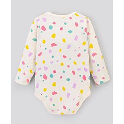 Bonfino 100% Cotton Knit Full Sleeves Solid Colour & Butterfly Printed Onesies Pack of 3 - Ivory & Lilac