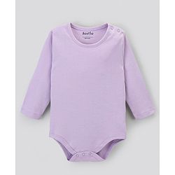 Bonfino 100% Cotton Knit Full Sleeves Solid Colour & Butterfly Printed Onesies Pack of 3 - Ivory & Lilac