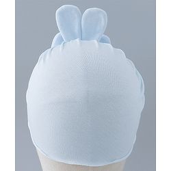 Bonfino Cotton Turban with Bow and Bunny Ear Applique Blue - Diameter 11 cm