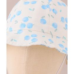 Bonfino Free Size Cotton Bucket Hat with Bow & Fruity Pint Blue - Diameter 43 cm