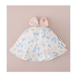 Bonfino Free Size Cotton Bucket Hat with Bow & Fruity Pint Blue - Diameter 43 cm