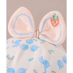 Bonfino Free Size Cotton Bucket Hat with Bow & Fruity Pint Blue - Diameter 43 cm
