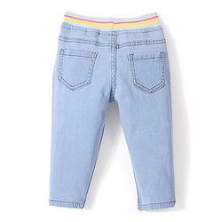 Bonfino Cotton Blend Full Length Elasticated Waist Jeans Solid Colour - Blue