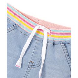 Bonfino Cotton Blend Full Length Elasticated Waist Jeans Solid Colour - Blue