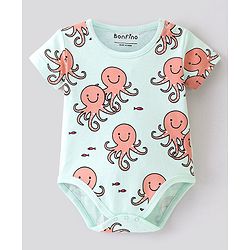 Bonfino Cotton Knit Half Sleeves Onesies Octopus Lobster & Carb Print Pack of 5 - Multicolour