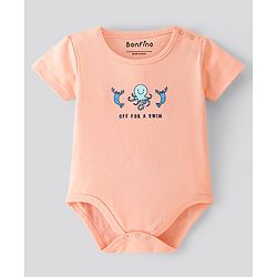 Bonfino Cotton Knit Half Sleeves Onesies Octopus Lobster & Carb Print Pack of 5 - Multicolour