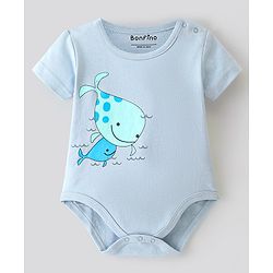 Bonfino Cotton Knit Half Sleeves Onesies Octopus Lobster & Carb Print Pack of 5 - Multicolour