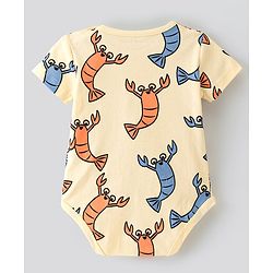 Bonfino Cotton Knit Half Sleeves Onesies Octopus Lobster & Carb Print Pack of 5 - Multicolour