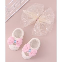 Bonfino Free Size Headbands With Booties & Bow Applique- Multicolour