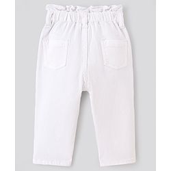 Bonfino Cotton Blend Woven Full Length Solid Over Dyed Jeans - White