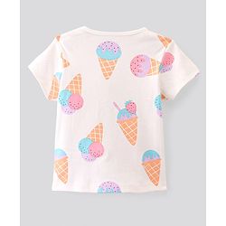 Bonfino 100% Cotton Half Sleeves Night Suit With Ice Cream Print Pack Of 2- Ivory & Lavender