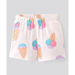 Bonfino 100% Cotton Half Sleeves Night Suit With Ice Cream Print Pack Of 2- Ivory & Lavender