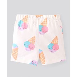 Bonfino 100% Cotton Half Sleeves Night Suit With Ice Cream Print Pack Of 2- Ivory & Lavender