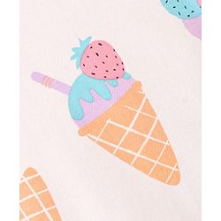 Bonfino 100% Cotton Half Sleeves Night Suit With Ice Cream Print Pack Of 2- Ivory & Lavender