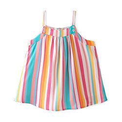 Bonfino 100% Viscose Sleeveless Digital Printed Frock -Pink Blue & Yellow