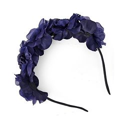 Bonfino Free Size Floral Design Headband - Navy