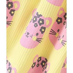 Bonfino 100% Cotton  Kitten Printed Half Sleeves Frock - Yellow
