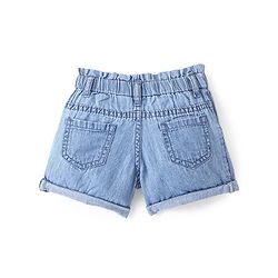 Bonfino 100% Cotton Elasticated Waist Denim Shorts with Bunny Embroidery - Indigo