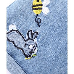 Bonfino 100% Cotton Elasticated Waist Denim Shorts with Bunny Embroidery - Indigo