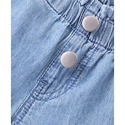 Bonfino 100% Cotton Elasticated Waist Denim Shorts with Bunny Embroidery - Indigo