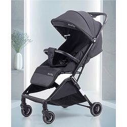 Bonfino AirLuxe Cabin Lightweight Stroller with Linen Fabric and Compact Tri-fold - Black