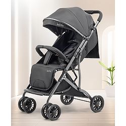 Bonfino Duo Tag Stroller, Adjustable Backrest, 360 Swivel Wheels, Compact Fold, Shock-Absorbent - Black| Single-hand Folding Mechanism| Reclining Backrest and Adjustable Foot Rest| Linked Brake