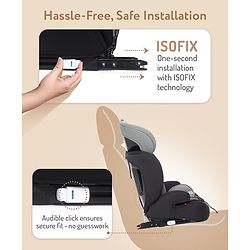Bonfino Secure Ride Forward Facing Isofix Car Seat, Flame Resistant Fabric, Breathable Cover, Padded Shoulder| Washable Cover