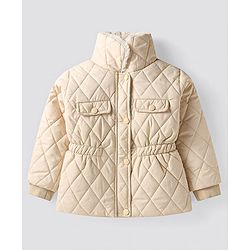Bonfino Woven Full Sleeves Padded Jacket - Beige