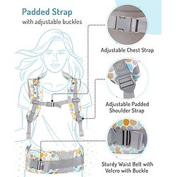 Bonfino Cuddle 5-in-1 Baby Carrier with Hip Seat: Ergonomic design, 5 Carry positions, Breathable mesh, Padded straps, Storage pockets, Adjustable hood, Durable buckles, Supports up to 15 kg- Grey