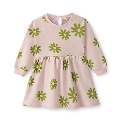 Bonfino 100% Cotton French Terry Full Sleeves Frock with Floral Print - Ivory
