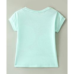 Bonfino 100% Cotton Knit Half Sleeves Henley T-Shirt & Shorts Set With Beach Theme Print - Mint