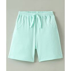 Bonfino 100% Cotton Knit Half Sleeves Henley T-Shirt & Shorts Set With Beach Theme Print - Mint