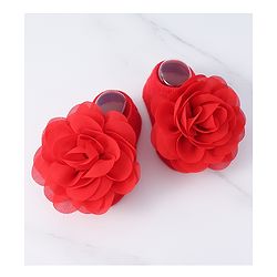 Bonfino Flower Motif Head Band & Socks Combo Set of 3 - Red