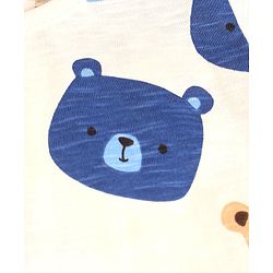 Bonfino 100% Cotton Knit Full Sleeves Striped & Bear Printed Onesies Pack Of 3 - Navy Blue & White
