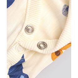 Bonfino 100% Cotton Knit Full Sleeves Striped & Bear Printed Onesies Pack Of 3 - Navy Blue & White