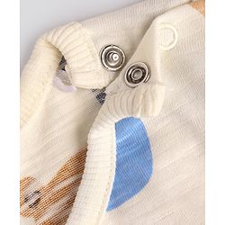 Bonfino 100% Cotton Knit Full Sleeves Striped & Bear Printed Onesies Pack Of 3 - Navy Blue & White