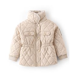 Bonfino Full Sleeves & High Neck Puffer Jacket With Quilted Design - Off White