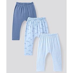 Bonfino 100% Cotton Knit Full Length Diaper Leggings Elephant Print Pack of 3 -