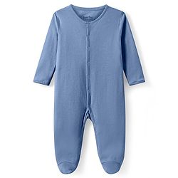 Bonfino Cotton Knit Full Sleeves Solid & Striped Sleep Suits Pack of 3 - Blue White & Peach