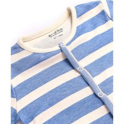 Bonfino Cotton Knit Full Sleeves Solid & Striped Sleep Suits Pack of 3 - Blue White & Peach