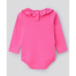 Bonfino 100% Cotton Knit Full Sleeves Onesies with Frill Detailing  Solid  & Bow Print Pack of 3 - Pink & White