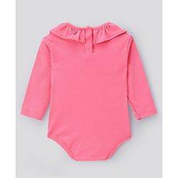 Bonfino 100% Cotton Knit Full Sleeves Onesies with Frill Detailing  Solid  & Bow Print Pack of 3 - Pink & White