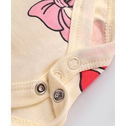 Bonfino 100% Cotton Knit Full Sleeves Onesies with Frill Detailing  Solid  & Bow Print Pack of 3 - Pink & White