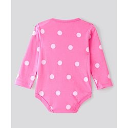 Bonfino 100% Cotton Knit Full Sleeves Hearst & Polka Dot Printed Onesies Pack of 5 -  Off White & Pink